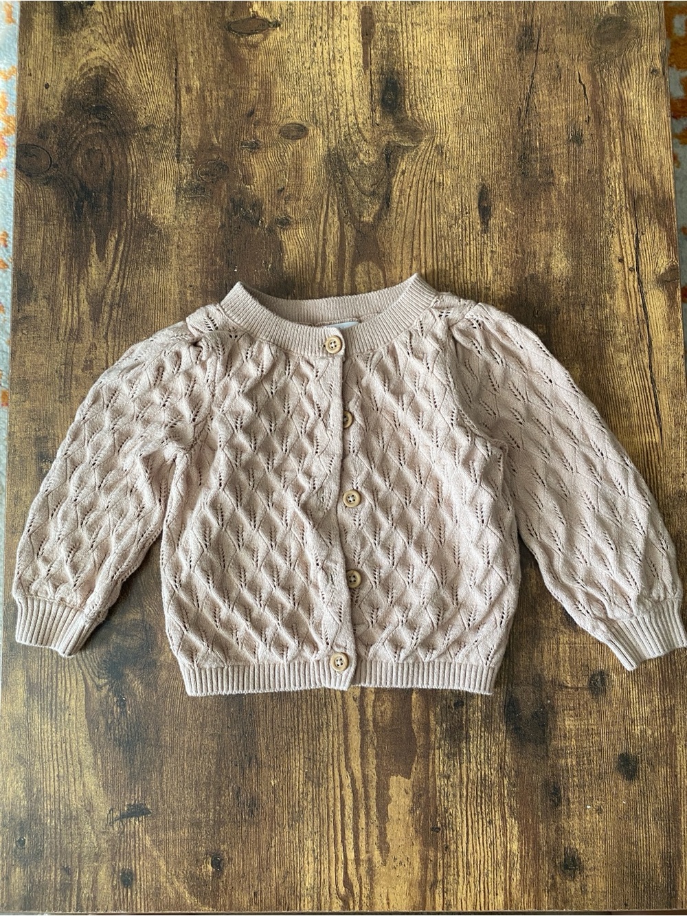 Kids Knit Button-Front Cardigan in Cream